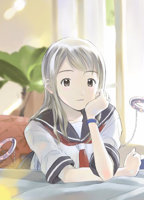 yoshizuki kumichi, tagme, 1girl, female focus, school uniform, serafuku, solo