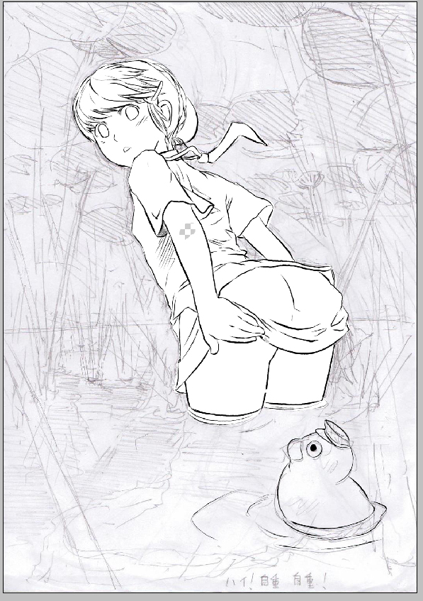 tomihero, original, ass, clothes lift, greyscale, monochrome, sketch, skirt, skirt lift, solo