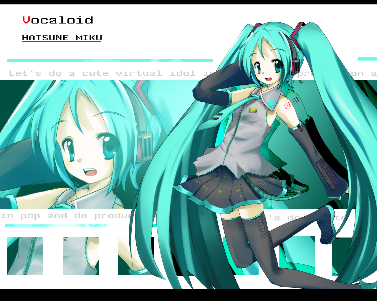 hatsune miku, vocaloid, tagme, long hair, thighhighs, twintails, very long hair