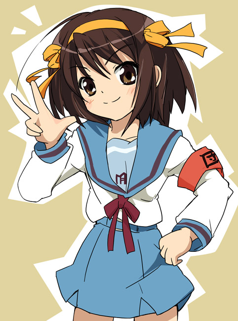 ixy, suzumiya haruhi, suzumiya haruhi no yuuutsu, 00s, armband, school uniform, serafuku, solo