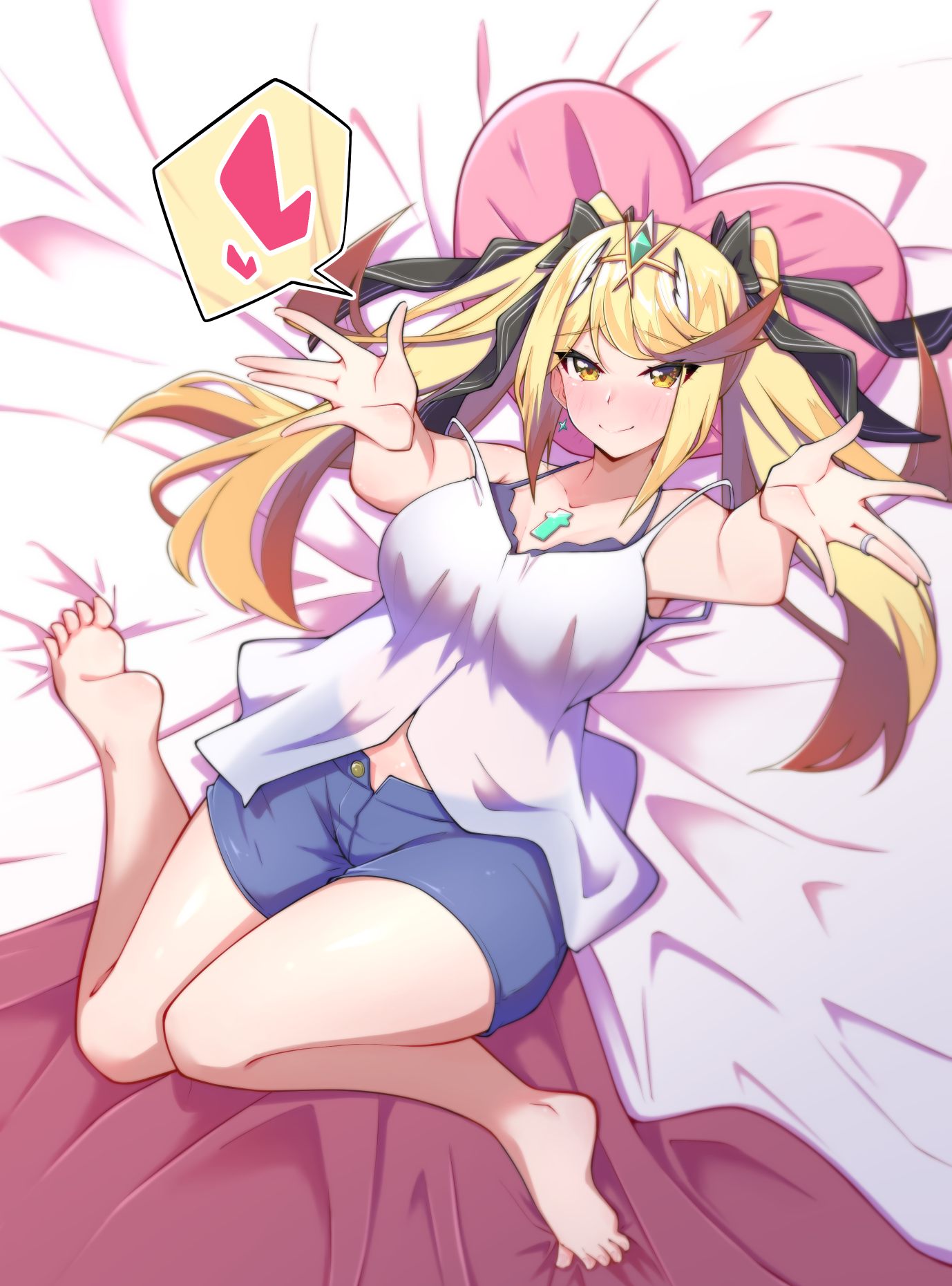osora (judithandlilith), mythra (xenoblade), xenoblade chronicles (series), xenoblade chronicles 2, 1girl, alternate costume, blonde hair, breasts, large breasts, twintails