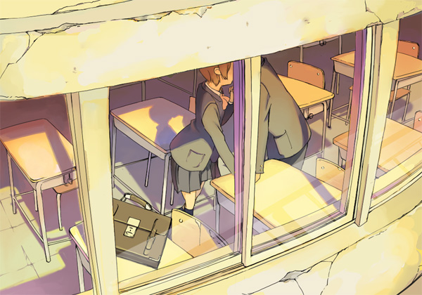 purimari, original, blazer, classroom, desk, kiss, school, school uniform
