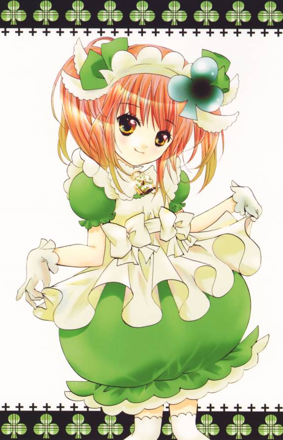 peach-pit, amulet clover, hinamori amu, shugo chara!, official art, scan, 1girl, apron, blush, clubs, female focus, frills, gathers, gloves, happy, hat, magical girl, maid, maid apron, pink hair, ribbon, short hair, smile, solo, thighhighs, twintails