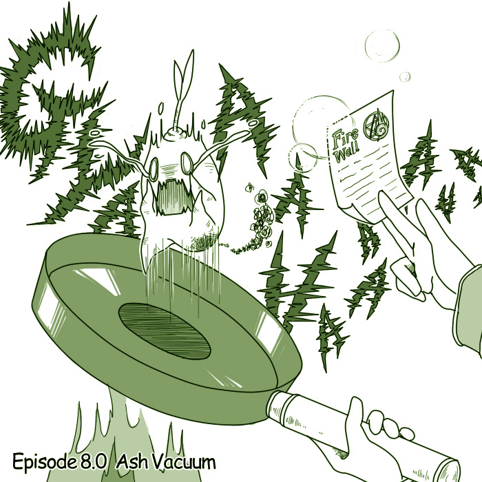 susukinohukurou, high priest (ragnarok online), ragnarok online, commentary request, 1boy, english text, fire, frying pan, green theme, hand focus, mandrake, monochrome, open mouth, pain, simple background