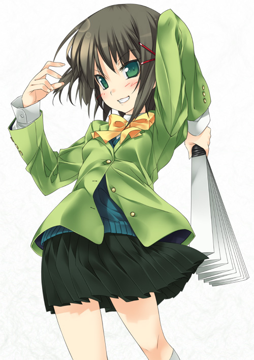 mizuki makoto, aizawa sakuya, hayate no gotoku!, 00s, blazer, hand fan, harisen, jacket, school uniform, solo