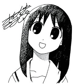 kasuga ayumu, azumanga daiou, lowres, greyscale, long hair, monochrome, school uniform, serafuku, signature, sketch, solo