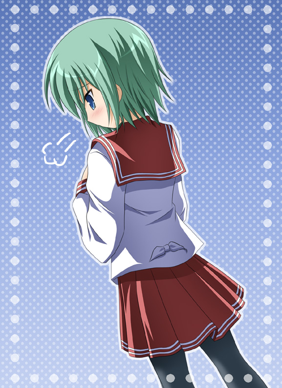 tsuda akira, iwasaki minami, lucky star, 00s, 1girl, female focus, pantyhose, school uniform, serafuku, solo