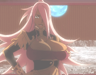 garnet mclane, pace, dragonaut, animated, animated gif, anime screenshot, lowres, 00s, 1girl, breasts, breasts squeezed together, cleavage, dark-skinned female, dark skin, female focus, huge breasts, solo, space, sword, weapon