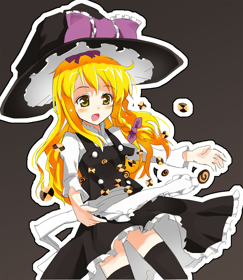 gotyou, kirisame marisa, touhou, 1girl, blonde hair, female focus, hat, solo, thighhighs, witch hat, zettai ryouiki