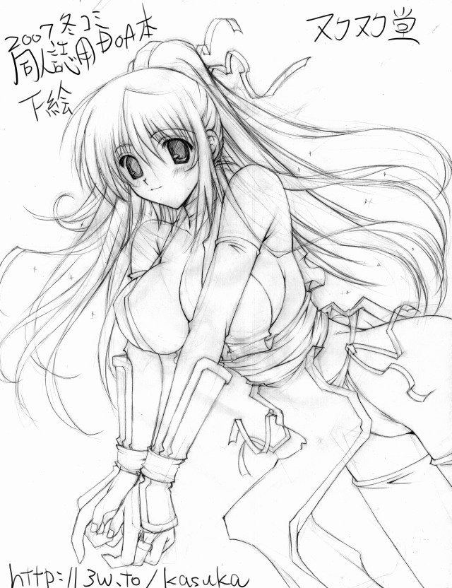 kasumi (doa), dead or alive, tecmo, tagme, elbow gloves, gloves, greyscale, monochrome, solo