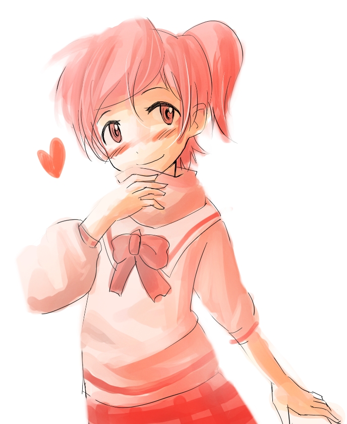 ueda sanagi, hayakawa ai, final fantasy, final fantasy unlimited, 00s, 1girl, female focus, heart, pink hair, school uniform, serafuku, solo