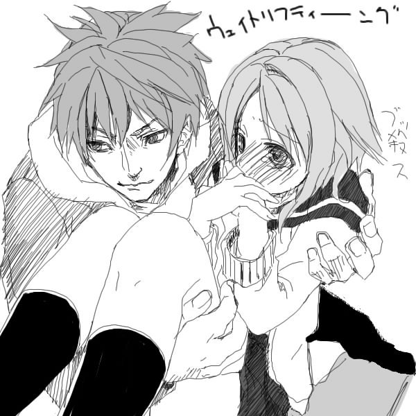 aida okiteru, original, bad id, bad pixiv id, blush, carrying, greyscale, monochrome, oekaki, princess carry, school uniform, serafuku