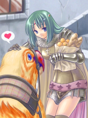 knight (ragnarok online), peco peco, ragnarok online, lowres, 1girl, female focus, knight, solo, thighhighs