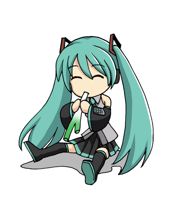 sugiyama shinnosuke, hatsune miku, vocaloid, animated, animated gif, 1girl, aqua hair, eating, female focus, long hair, solo, spring onion, thighhighs, twintails, very long hair