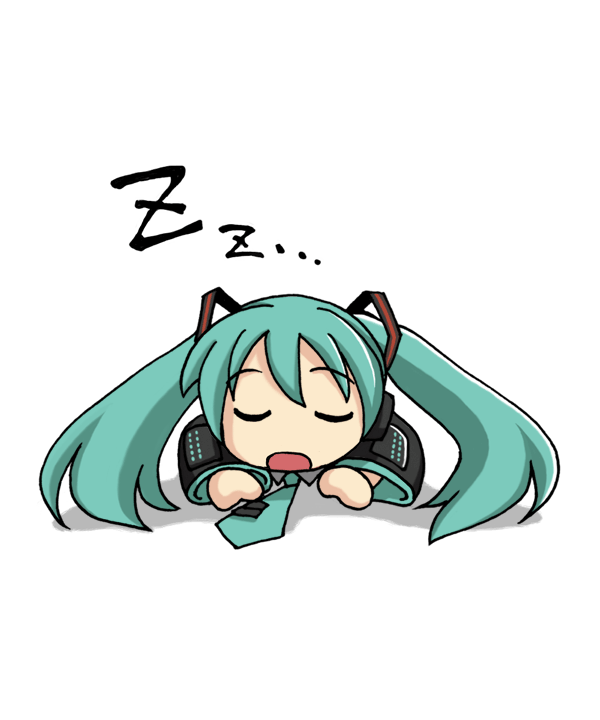 sugiyama shinnosuke, hatsune miku, vocaloid, animated, animated gif, aqua hair, chibi, closed eyes, sleeping, solo, twintails