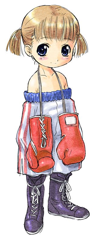 fugetsu taku, original, bad id, bad pixiv id, 1girl, boots, boxing gloves, female focus, shorts, solo