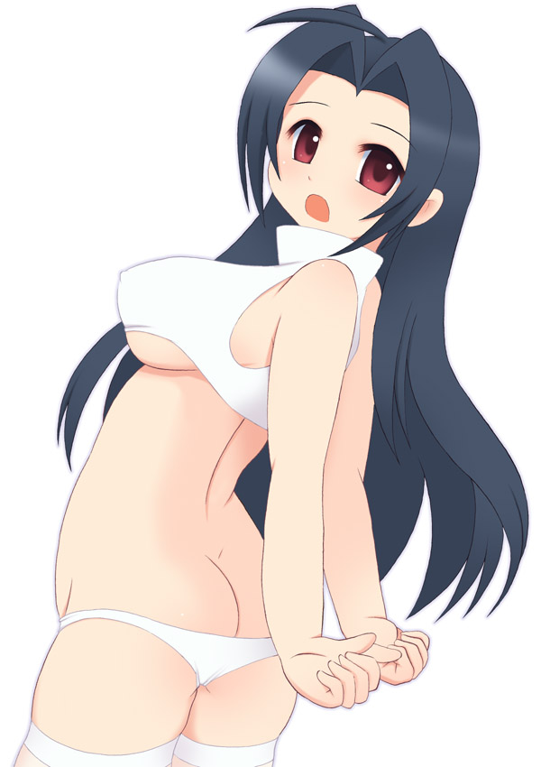 kurappii, miura azusa, idolmaster, idolmaster (classic), idolmaster 1, 00s, 1girl, bra, breasts, female focus, lingerie, panties, solo, underboob, underwear, underwear only
