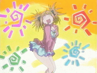 tomita mari, air gear, animated, animated gif, anime screenshot, lowres, 00s, :d, ^ ^, ahoge, blouse, breasts, brown hair, cleavage, closed eyes, clothes lift, dress, dress lift, frills, hair ribbon, leaning forward, miniskirt, open mouth, qvga, ribbon, shirt, short dress, short twintails, skirt, smile, solo, spiked hair, standing, thighs, twintails, wind, wind lift