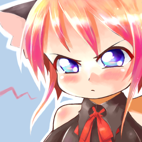 9law, original, lowres, angry, animal ears, cat ears, oekaki, solo
