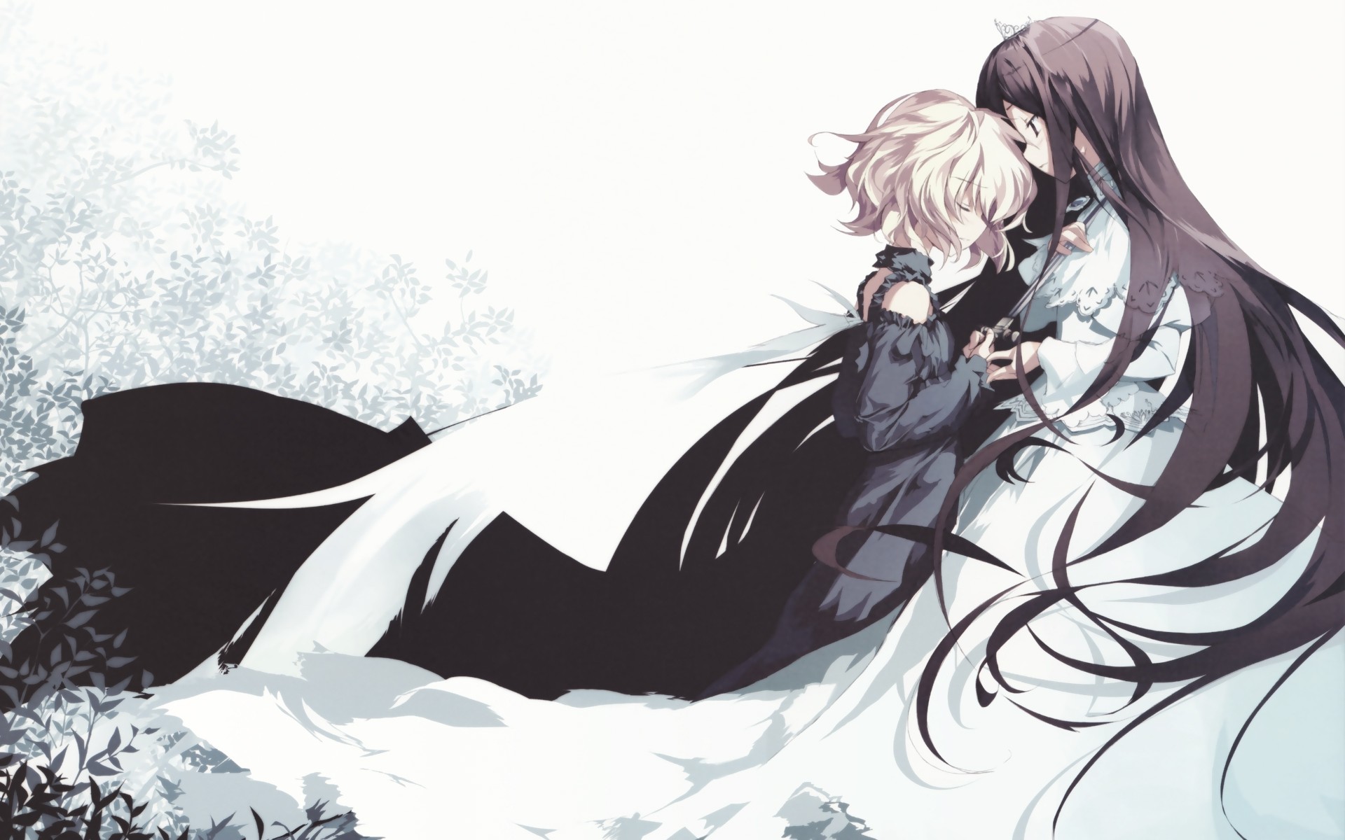 fue (tsuzuku), christina dorn, efa, katahane, highres, scan, crown, dagger, hat, knife, weapon