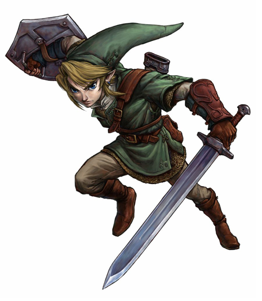 link, nintendo, the legend of zelda, the legend of zelda: twilight princess, 1boy, holding, holding sword, holding weapon, hylian shield, male focus, master sword, pointy ears, shield, solo, sword, weapon