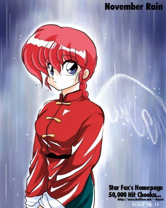 ranma-chan, saotome ranma, ranma 1/2, 1girl, braid, braided ponytail, chinese clothes, female focus, genderswap, genderswap (mtf), milestone celebration, rain, red hair, single braid, solo, tangzhuang, tears, wings