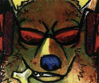 ein (cowboy bebop), cowboy bebop, lowres, 1990s (style), bone, dog, headphones, no humans, portrait, retro artstyle, sunglasses, welsh corgi