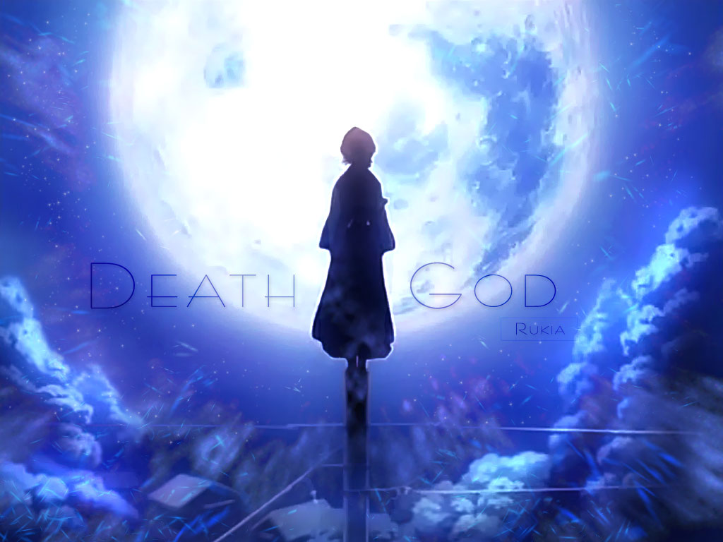 kuchiki rukia, bleach, 00s, back, from behind, moon, night, silhouette, solo, standing