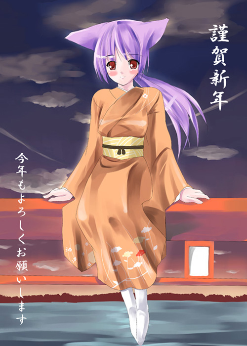 shigen, original, tagme, animal ears, japanese clothes, kimono, solo