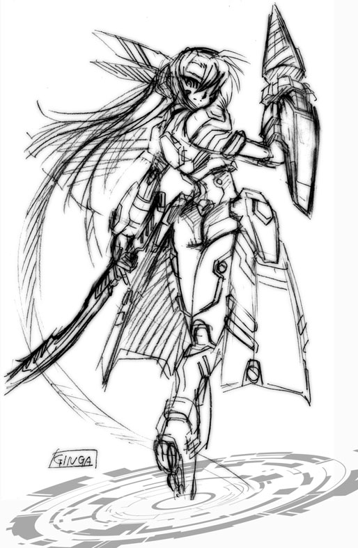 blitz caliber, ginga nakajima, numbers (nanoha), revolver knuckle, lyrical nanoha, mahou shoujo lyrical nanoha, mahou shoujo lyrical nanoha strikers, 00s, 1girl, bodysuit, character name, drill, female focus, greyscale, magic circle, magical girl, mecha musume, monochrome, solo