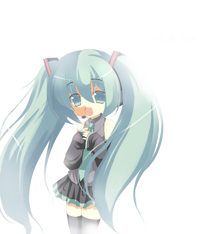 omiso, omiso (omiso), hatsune miku, vocaloid, 1girl, female focus, long hair, solo, thighhighs, twintails, very long hair