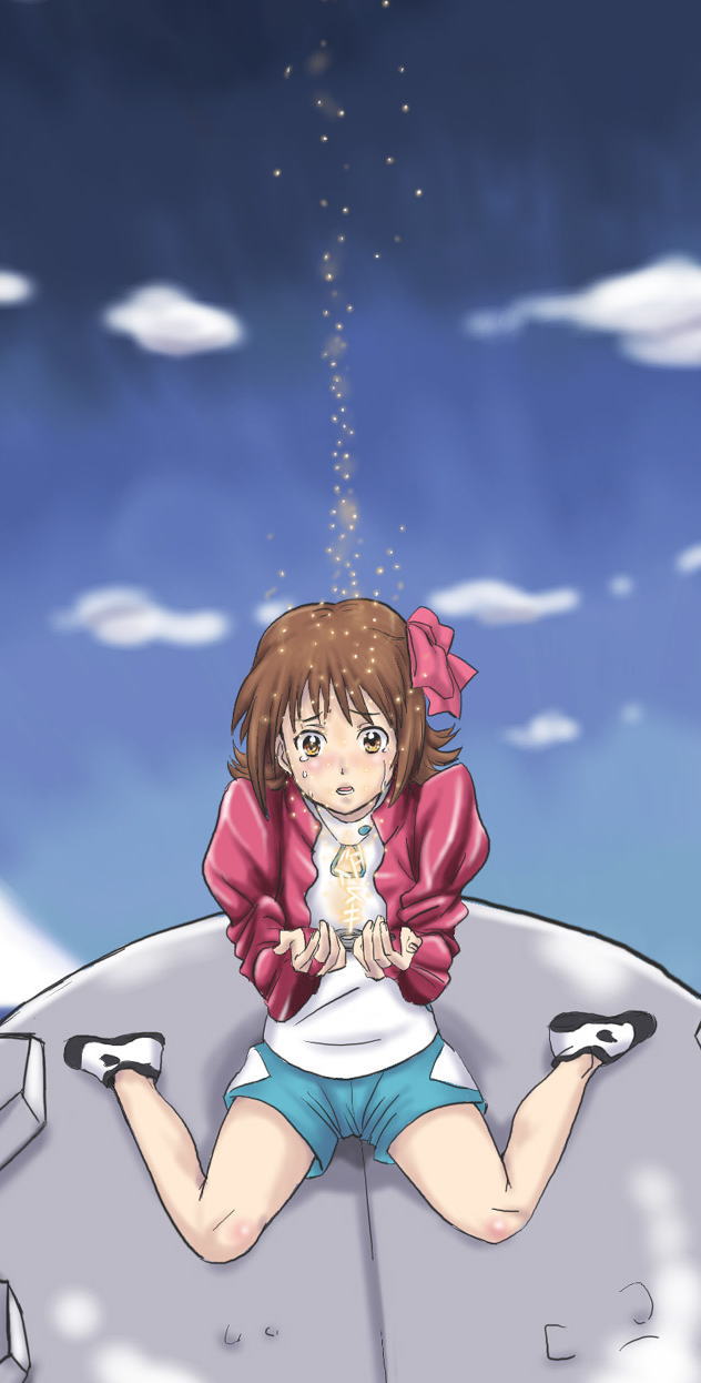 toryuu, amami haruka, idolmaster, idolmaster xenoglossia, highres, jpeg artifacts, translated, 00s, 1girl, female focus, mirrored text, no socks, solo