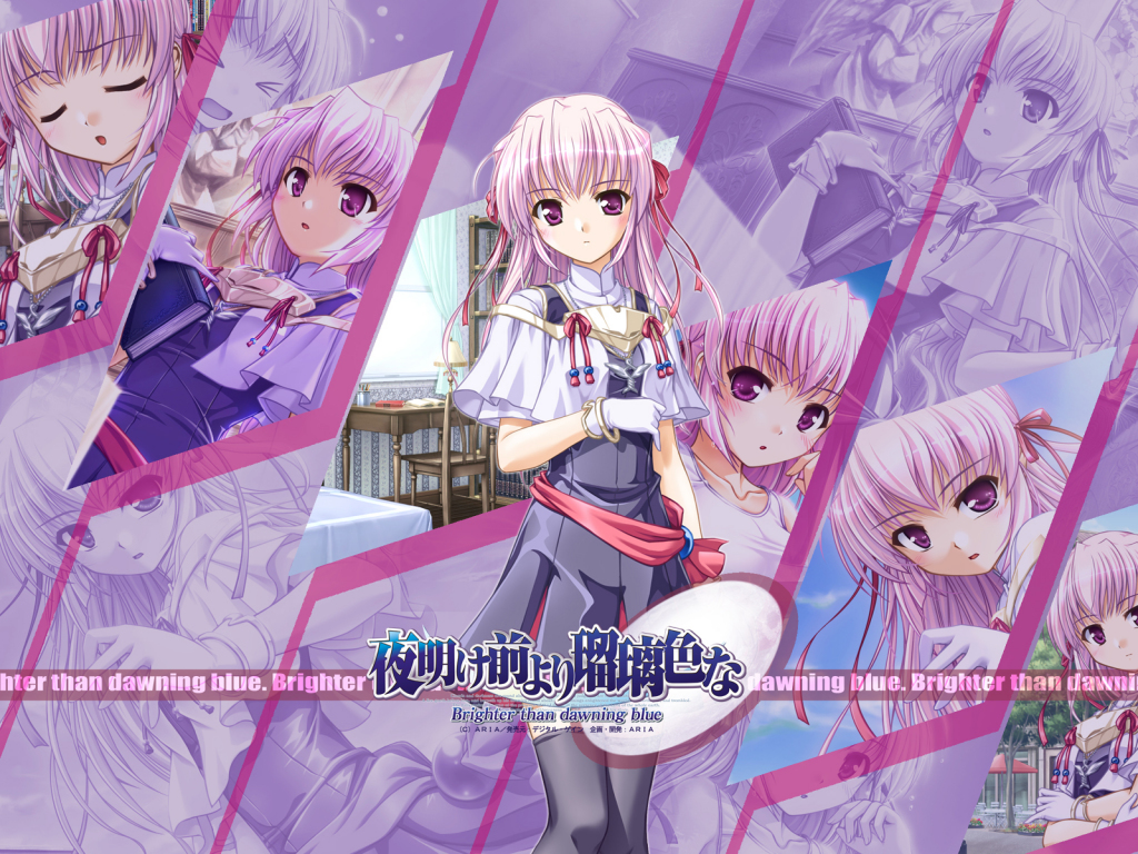 bekkankou, estel freesia, yoake mae yori ruri iro na, 1girl, female focus, pink hair, purple eyes, school uniform, solo, thighhighs, zettai ryouiki