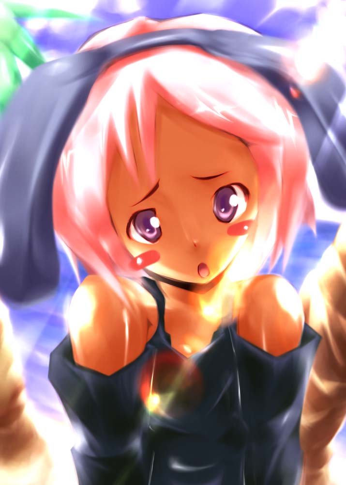 soine, tagme, 1girl, blush, female focus, pink hair, purple eyes, solo