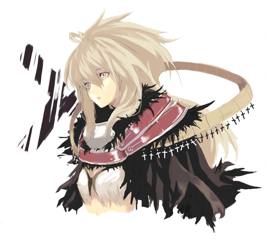 sanada taketo, 1girl, blonde hair, cross, female focus, flat chest, latin cross, long hair, simple background, solo, white background, yellow eyes