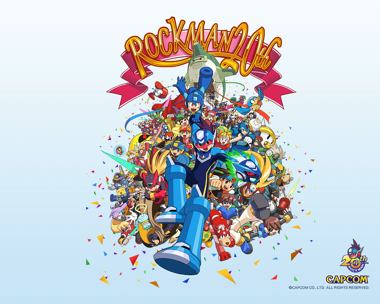 aile (mega man zx), alouette (mega man), auto (mega man), axl (mega man), bass.exe (mega man), bass (mega man), beat (mega man), bon bonne (mega man), ciel (mega man), colonel.exe (mega man), colonel (mega man), cut man, data (mega man), dr. light (mega man), dr. wily (mega man), duo (mega man), eddie (mega man), eugene chaud (mega man), fairy leviathan (mega man), fighting fefnir (mega man), geo stelar (mega man), girouette (mega man), glyde (mega man), hertz (mega man), hidden phantom (mega man), iris.exe (mega man), iris (mega man), lan hikari (mega man), lumine (mega man), marino (mega man), mayl sakurai (mega man), mega man (character), mega man volnutt, megaman.exe, met (mega man), model z (mega man), mr. prog (mega man), oil man, omega-xis (mega man), prairie (mega man), proto man, protoman.exe, roll.exe (mega man), roll (mega man), roll caskett (mega man), rush (mega man), rush (mega man battle network), sage harpuia (mega man), search man, searchman.exe, servbot (mega man), sigma (mega man), sonia strumm (mega man), treble (mega man), tron bonne (mega man), vent (mega man), vile (mega man), x (mega man), yellow devil (mega man), zero(z) (mega man), zero (mega man), capcom, mega man: powered up, mega man (classic), mega man (series), mega man battle network, mega man battle network (series), mega man legends (series), mega man star force (series), mega man x4, mega man x (series), mega man zero (series), mega man zx, official art, official wallpaper, 00s, 6+boys, 6+girls, absolutely everyone, blonde hair, energy sword, everyone, holding, holding sword, holding weapon, multiple boys, multiple girls, non-humanoid robot, old, old man, robot, robot animal, shuriken, sword, weapon
