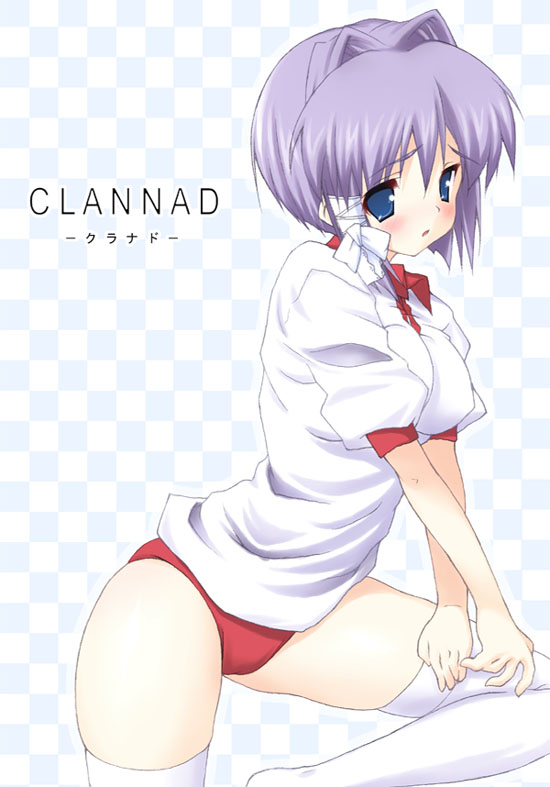 nishikiori jin, nishikiori kami, fujibayashi ryou, clannad, 00s, buruma, gym uniform, solo, thighhighs