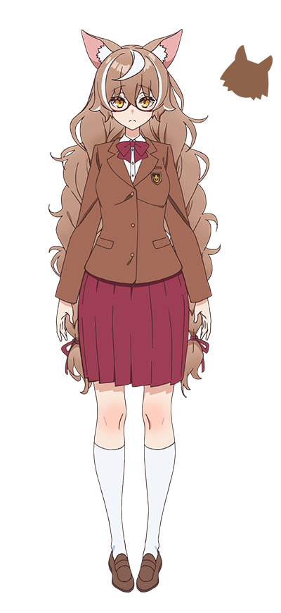okada maiko, official art, 1girl, animal ears, anime coloring, blazer, blush, bow, bowtie, braid, breasts, brown hair, brown jacket, brown shoes, closed mouth, dog ears, dog girl, full body, glasses, hair ribbon, jacket, jingai kyoshitsu no ningen girai kyoshi, loafers, long hair, long sleeves, looking at viewer, low twin braids, medium breasts, ohgami isaki, pleated skirt, rectangular eyewear, red-framed eyewear, red bow, red ribbon, red skirt, ribbon, school uniform, semi-rimless eyewear, shoes, simple background, skirt, socks, solo, standing, tachi-e, transparent background, twin braids, under-rim eyewear, very long hair, white socks