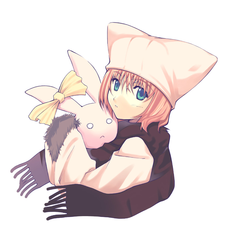tachibana yuu, original, tagme, animal hat, blue eyes, hat, scarf, solo