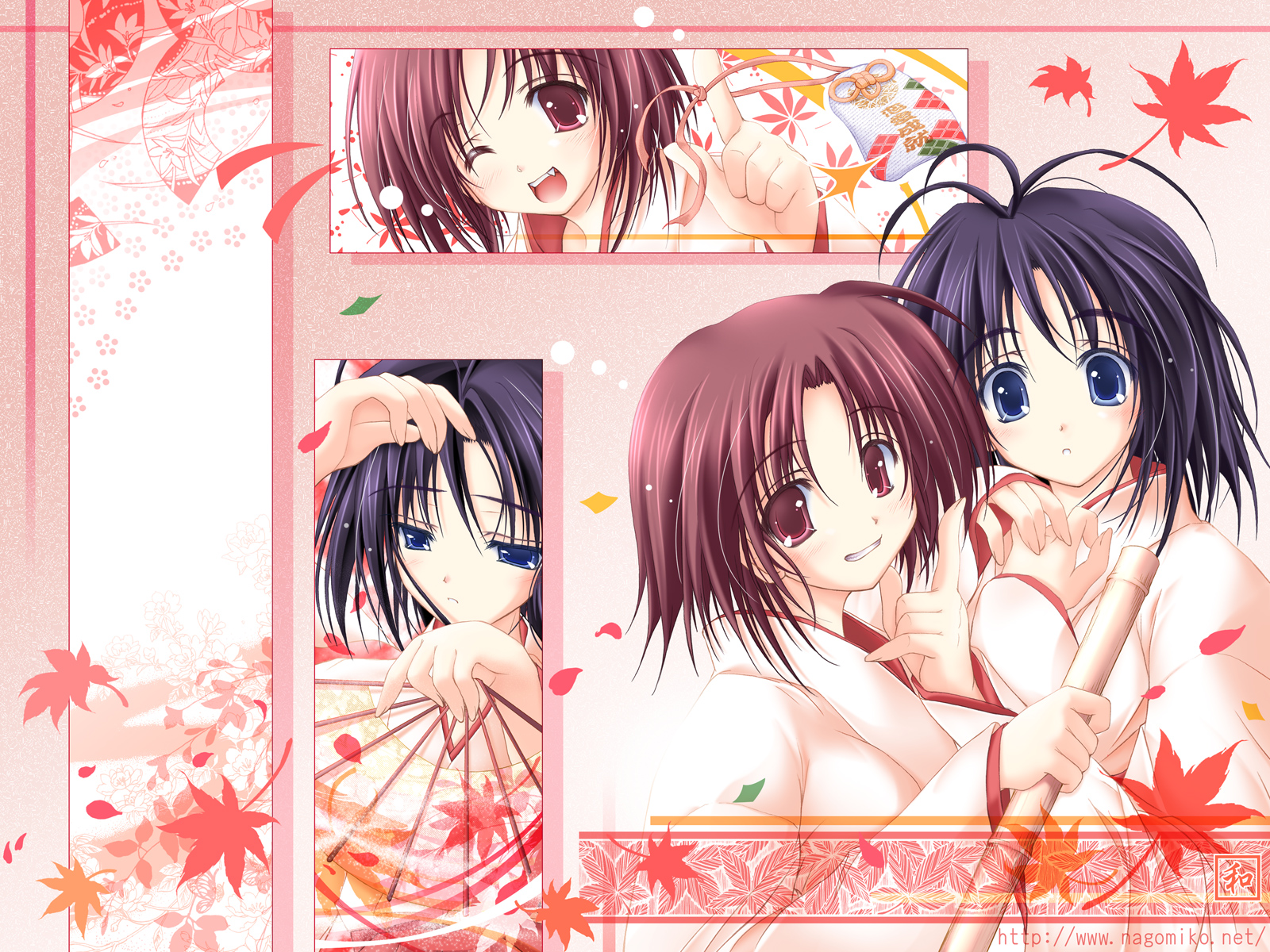 tenmu shinryuusai, original, highres, blue eyes, japanese clothes, miko, red eyes, short hair, tenmu