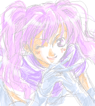 serra (fire emblem), fire emblem, fire emblem: the blazing blade, nintendo, lowres, 1girl, cleric, female focus, gloves, oekaki, pink hair, purple eyes, solo, twintails
