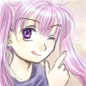 serra (fire emblem), fire emblem, fire emblem: the blazing blade, nintendo, lowres, 1girl, cleric, female focus, heart, one eye closed, pink hair, purple eyes, solo, twintails, wink