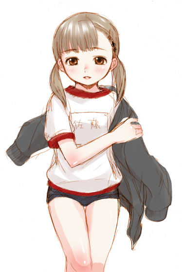 inuburo, tagme, 1girl, buruma, female focus, gym uniform, solo, twintails