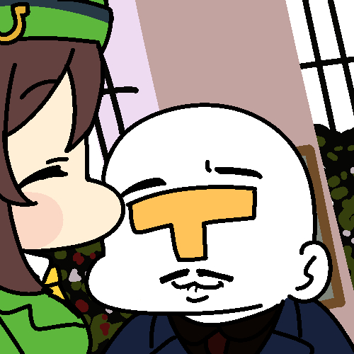 jazz jack, hayakawa tazuna, trainer (umamusume), dexter (tv series), umamusume, lowres, 1boy, 1girl, ^ ^, bald, black hair, bowler hat, but you can't prove it (meme), closed eyes, closed mouth, dark-skinned male, dark skin, green hat, green jacket, hat, jacket, james doakes, long hair, meme, necktie, parody, shirt, smile, watermark, white shirt, yellow necktie