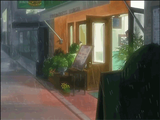 yoru ga kuru!, animated, animated gif, anime screenshot, lowres, non-web source, 00s, 1boy, 1girl, abuse, black hair, blazer, brown hair, domestic violence, hetero, hug, hug from behind, jacket, kneehighs, long hair, outdoors, pants, pleated skirt, qvga, rain, restaurant, running, school uniform, shoes, short hair, skirt, sleeves rolled up, socks, umbrella, what