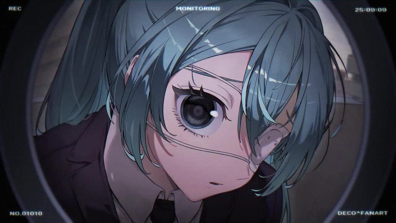 hatsune miku, monitoring (vocaloid), vocaloid, animated, tagme, video, 1girl, artistic error, blinking, close-up, error message, eyepatch, heart, heart-shaped pupils, solo, symbol-shaped pupils