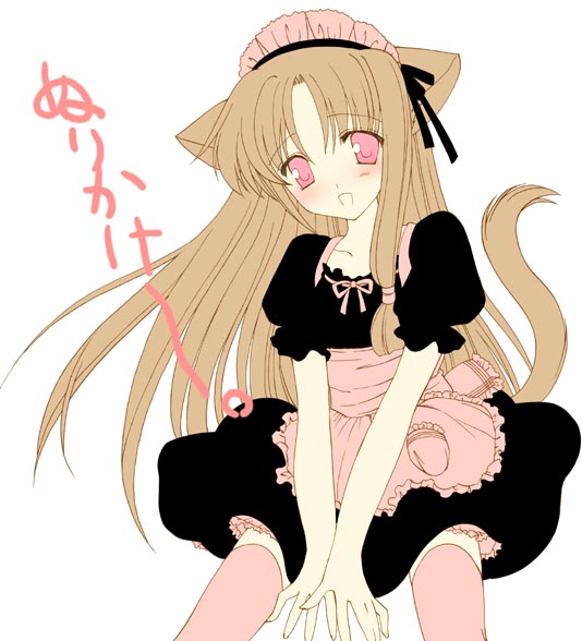 amou mari, original, 1girl, animal ears, cat ears, female focus, pink thighhighs, simple background, solo, thighhighs