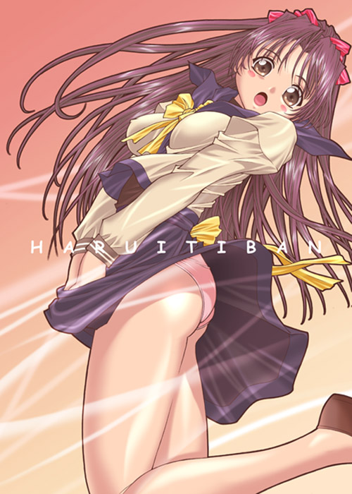 senbata-roh, 1girl, female focus, panties, school uniform, serafuku, solo, underwear, wind, wind lift