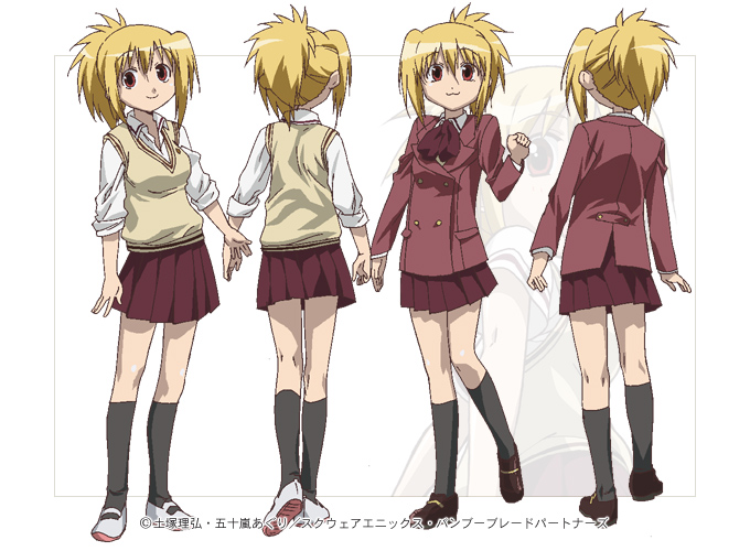 chiba kirino, bamboo blade, 00s, :3, production art, school uniform, serafuku, sleeves rolled up, sweater, sweater vest, vest