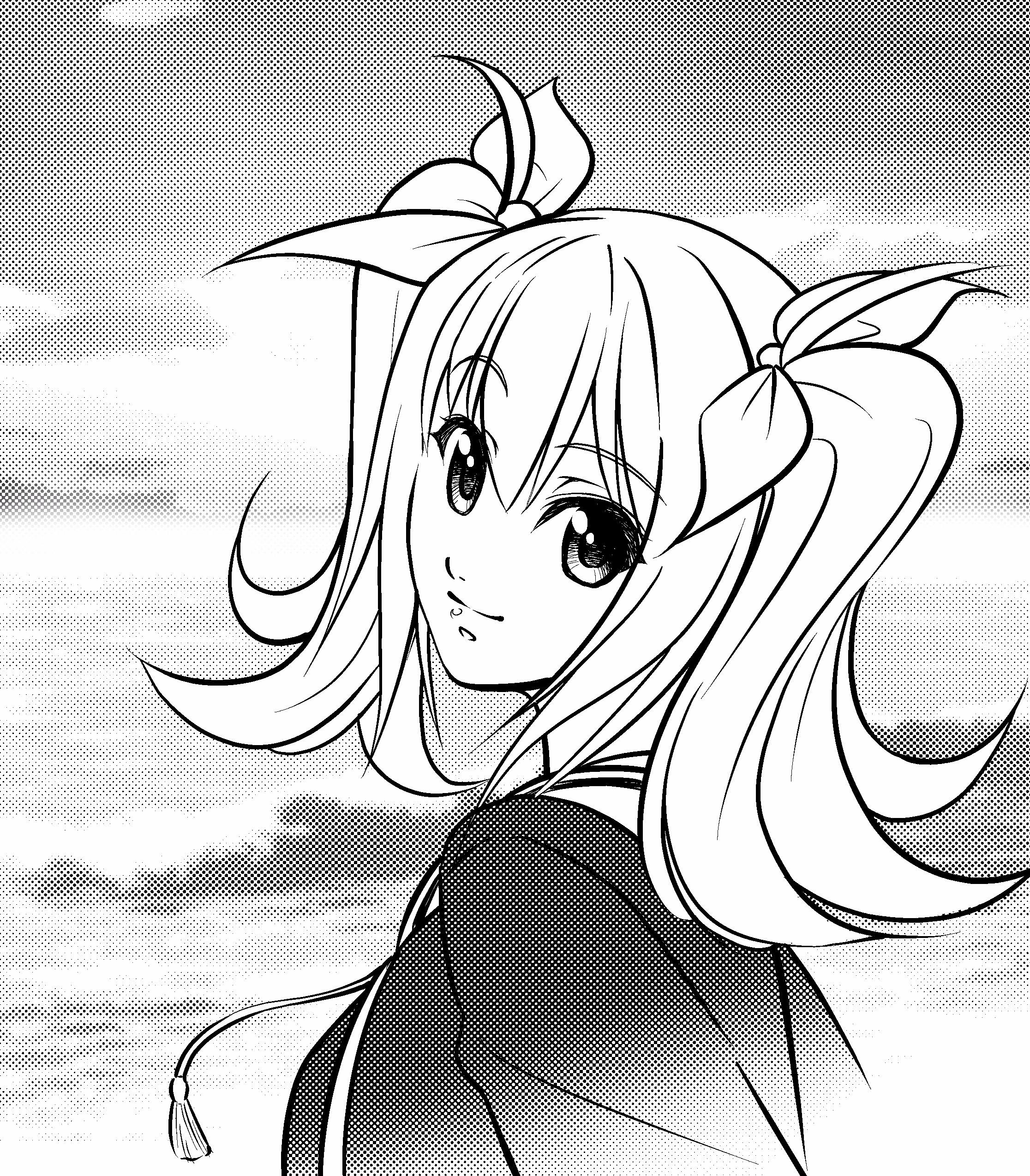 eibon, arimura hinae, chaos;child, science adventure, absurdres, highres, bow, cloud, greyscale, hair between eyes, hair bow, hair ribbon, hekiho academy school uniform, jacket, long hair, looking at viewer, looking back, monochrome, multiple hair bows, ribbon, school uniform, sky, smile, solo, twintails, upper body, white hood